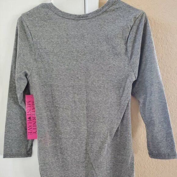 Violet & Ruby 3/4 Sleeve Ruched Maternity Top Grey Size Small NWT - Picture 7 of 7